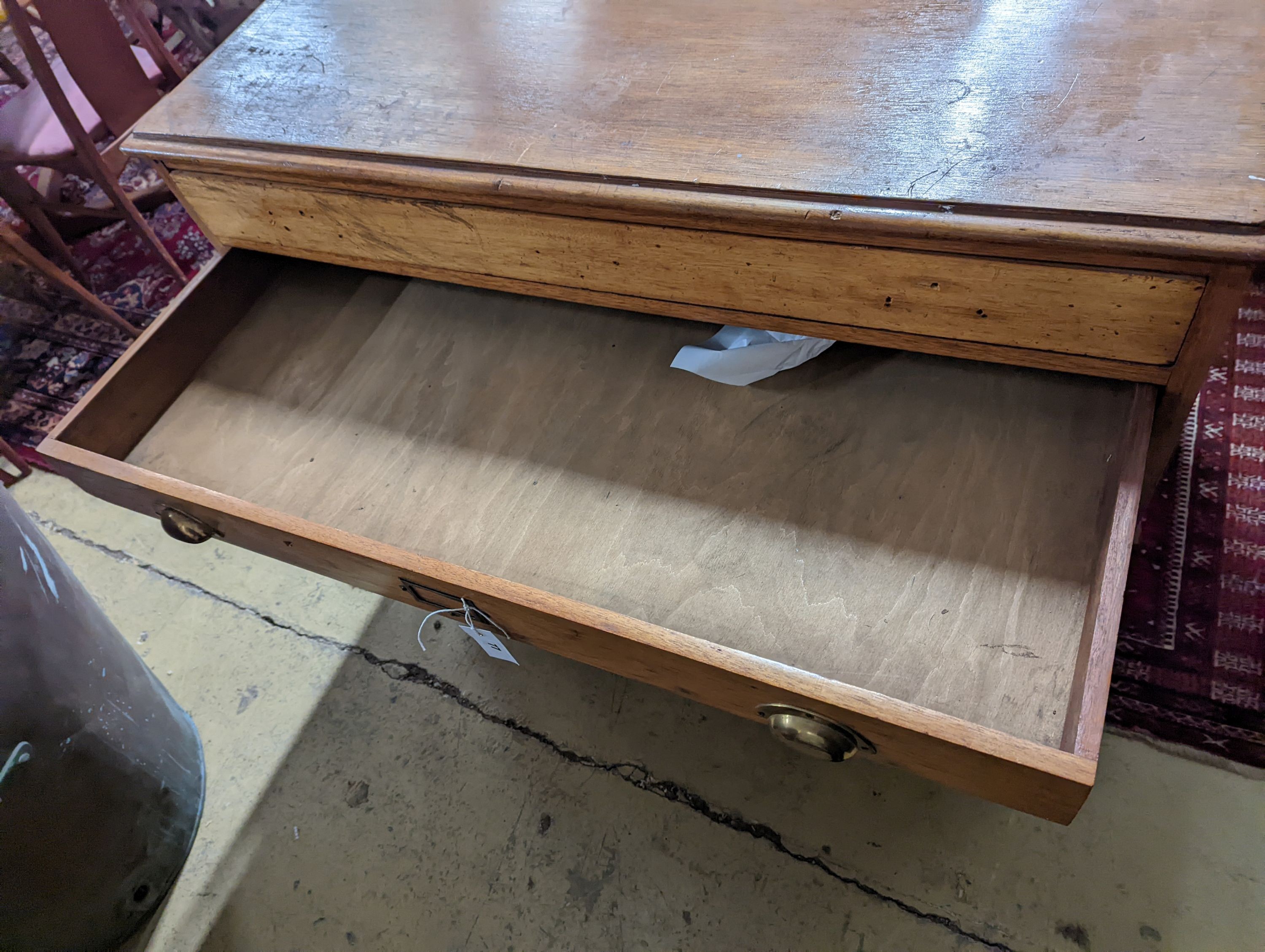 An early 20th century mahogany six drawer two part plan chest, width 116cm, depth 79cm, height 88cm